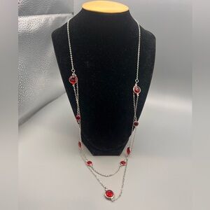 Elegant Red and Silver Necklace